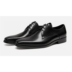Frasoicus Mens Black Leather Oxford Dress Shoes Size 9 NEW